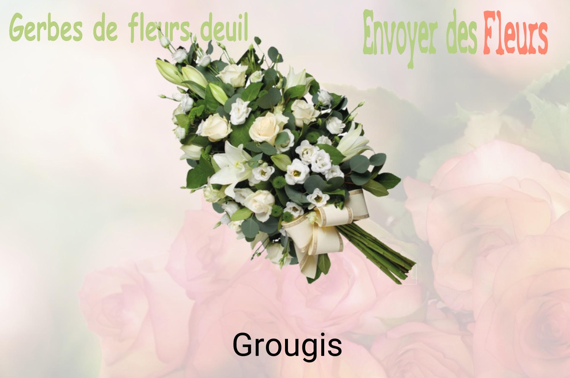Gerbe de fleurs de deuil livrée à Grougis